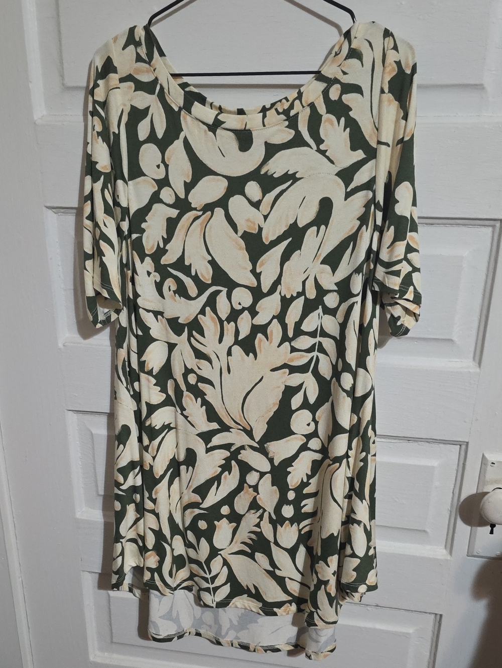Lane Bryant Green Tunic with Cream Floral Print